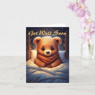 Carte Personnalisez Baby Bear Sick in Bed Get Well Bient
