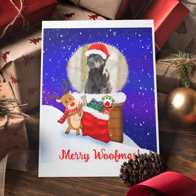 Carte Personnalisez Chien Père Noël Toit Renne Avec Cade (Créateur téléchargé)