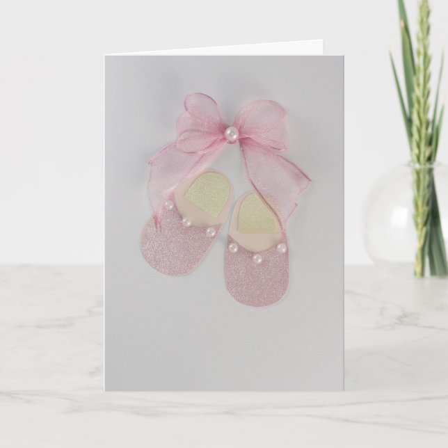 Carte Personnalisez les babouches roses et l'arc rose (Devant)
