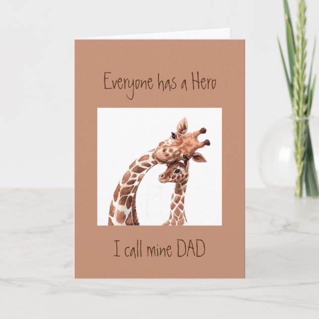 Carte Personnalité Fête des pères papa mon héros Girafe  (Devant)