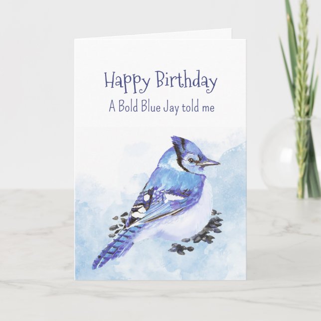 Carte Personnalité Jay Bleu Anniversaire Amusant Oiseau (Devant)