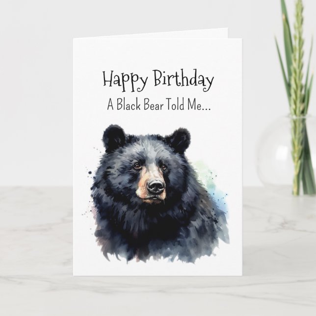 Carte Personnalité Ours Noir Animaux Amusants Anniversai (Devant)