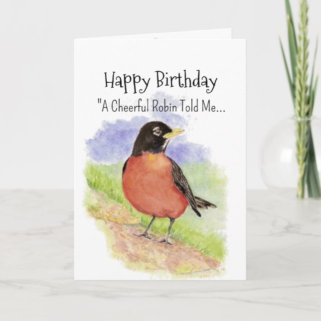 Carte Personnalité Robin Américaine Anniversaire Fun Bir (Devant)