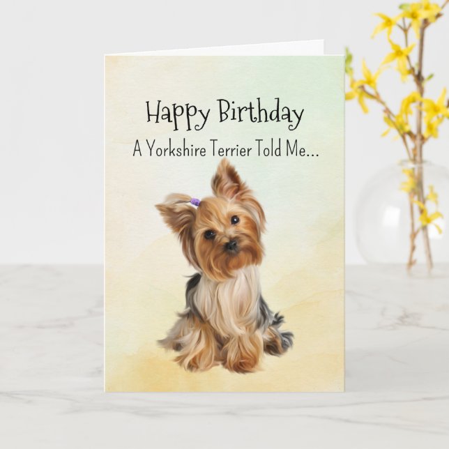 Carte Personnalité Yorkie Anniversaire Animaux amusants (Fleur jaune)