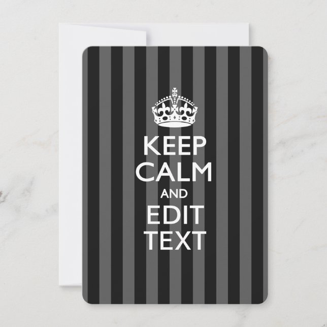Carte Personnalized KEEP CALM Your Text on Black Stripes (Devant)