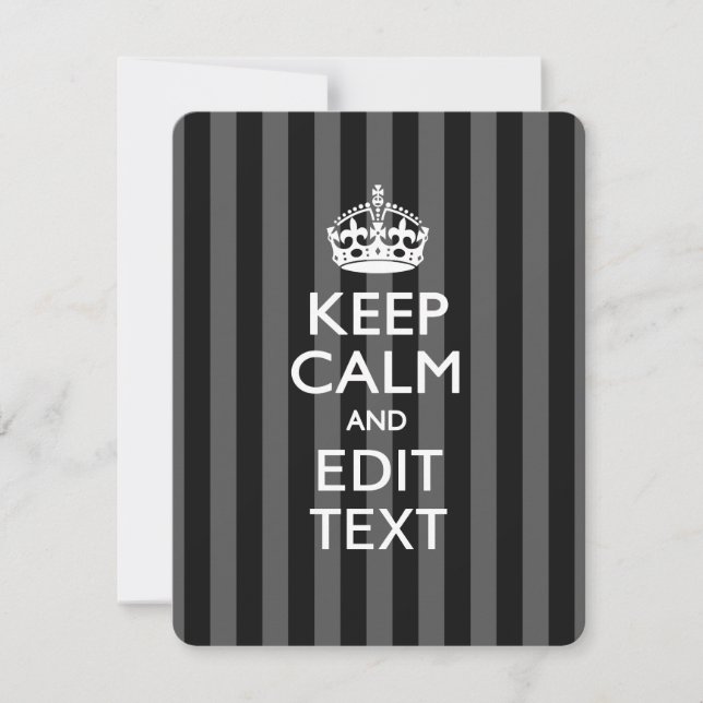 Carte Personnalized KEEP CALM Your Text on Black Stripes (Devant)