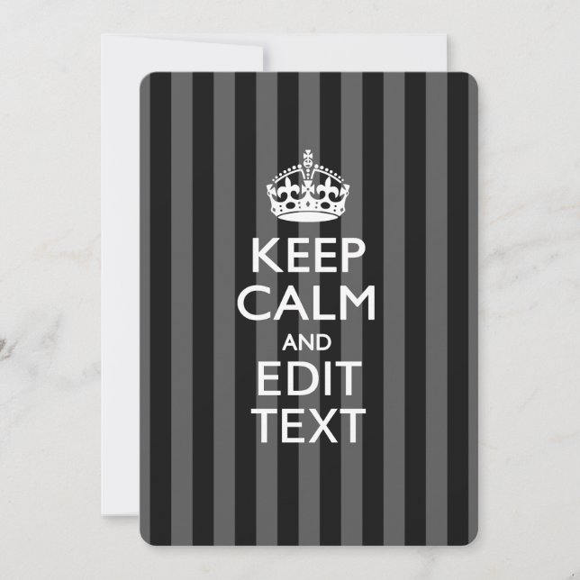 Carte Personnalized KEEP CALM Your Text on Black Stripes (Devant)