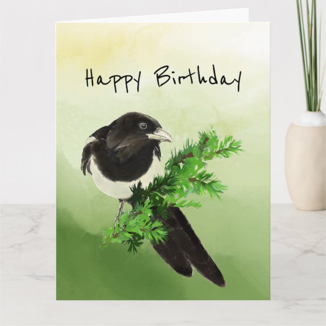 Carte Personne magnifique Magpie Oiseau Nature Anniversa (Devant)