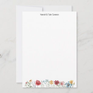 Carte personnelle Fleur sauvage aquarelle de nom p