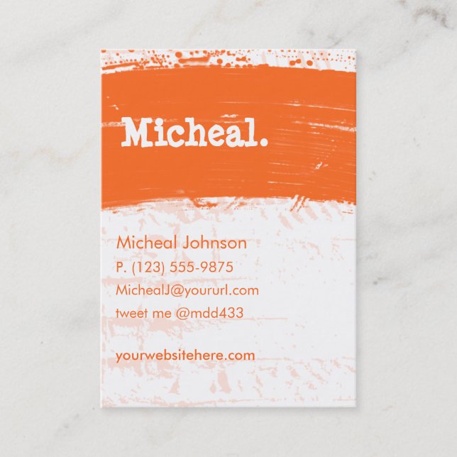 Carte personnelle grunge orange de grande (Devant)
