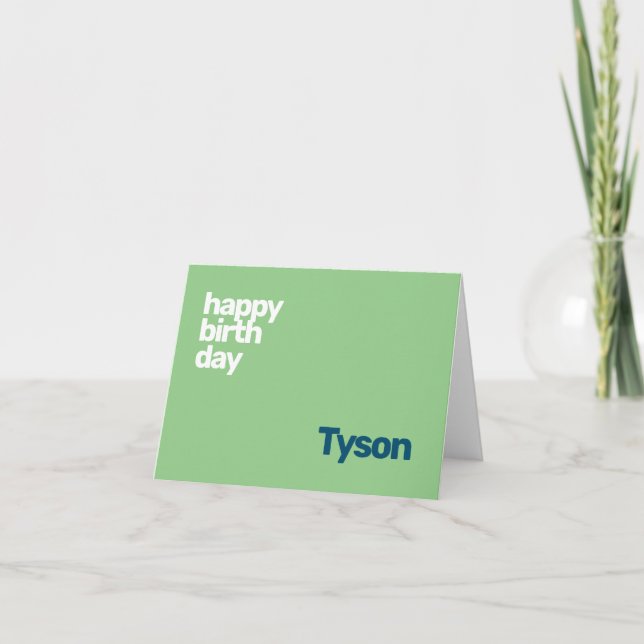 carte personnelle joyeux anniversaire minimal vert (Devant)