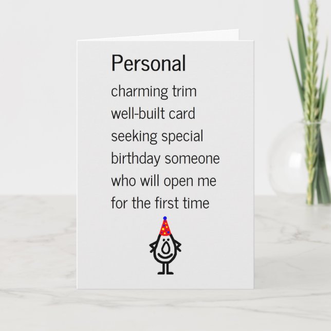 Carte Personnelle Un Poème D'Anniversaire Drôle (Devant)