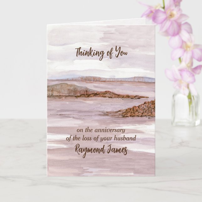Carte Perte anniversaire du mari Ocean Bay Personnalisé (Orchidée)