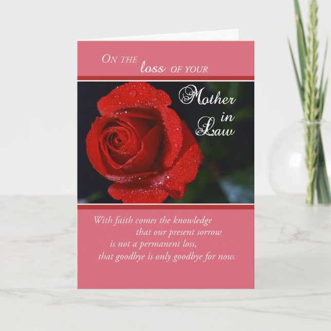 Carte Perte de belle-mère, Rose rouge, Religieux (Devant)