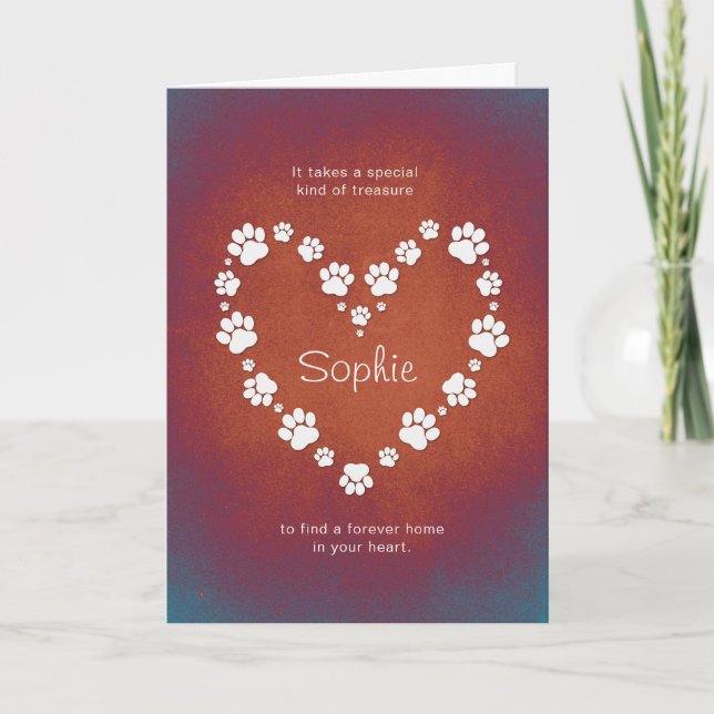 Carte Perte de chien / chat Pawprint Coeur Rainbow Sympa (Devant)