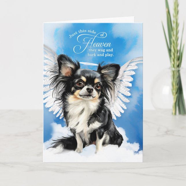 Carte Perte de noir Tan Longhair Chihuahua Pet Sympathie (Devant)
