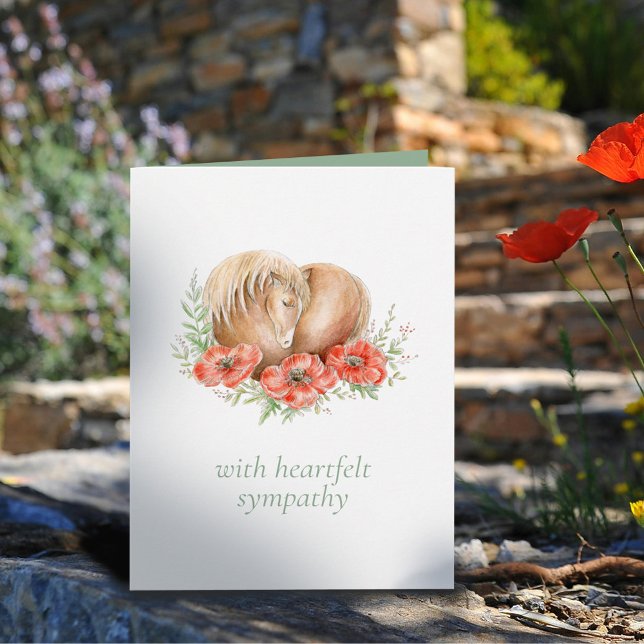 Carte Perte d'un cheval coquelicot aquarelle (Créateur téléchargé)