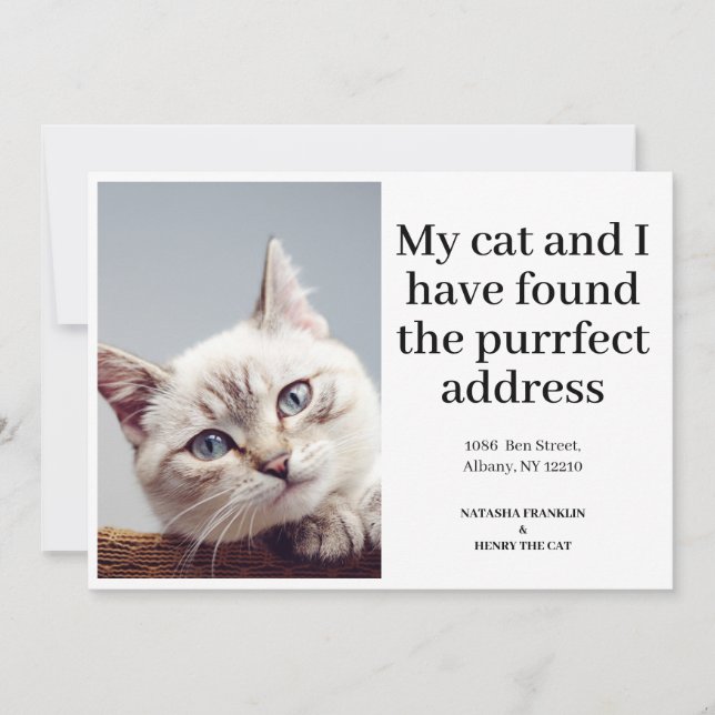 Carte Pet Cat Photo Nouvelle adresse Nous avons déplacé  (Devant)