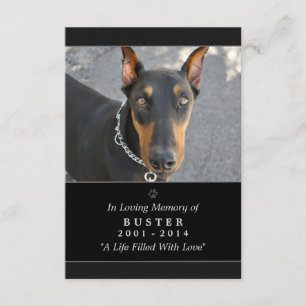 Carte Pet Memorial 3.5"x5" Noir - Ne pas pleurer p