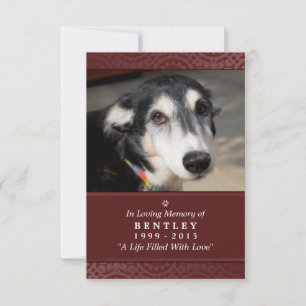 Carte Pet Memorial 3,5 x 5" Maroon - Poème Contest
