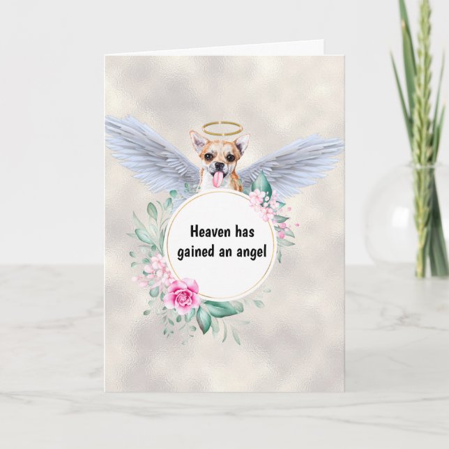 Carte Pet memorial Chihuahua chien ailes d'ange poème (Devant)