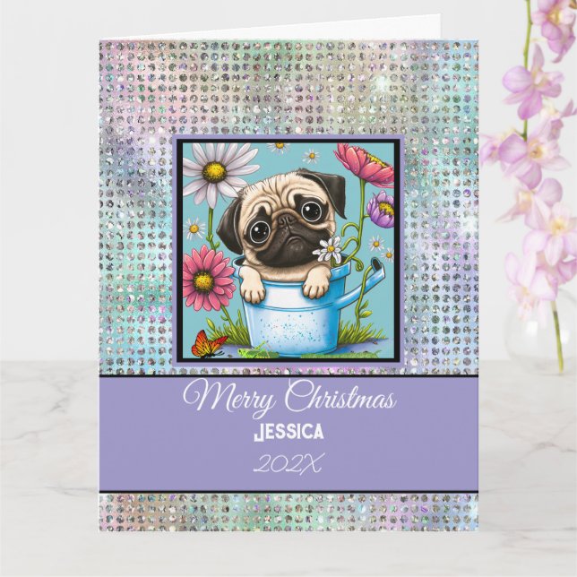 Carte Pet Pastel moderne sur mesure Noël (Orchidée)