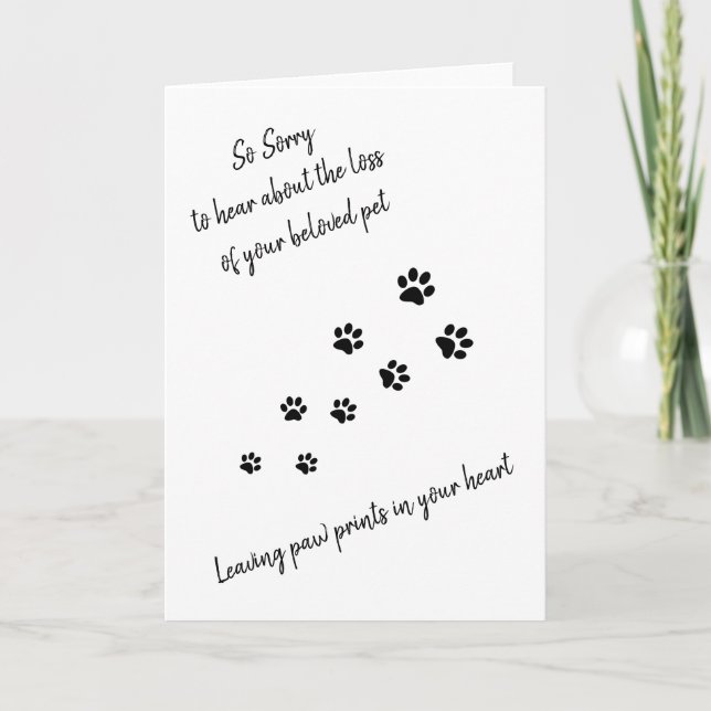 Carte Pet Sympathy avec empreintes de pattes et de (Devant)
