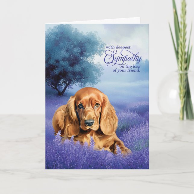 Carte Pet Sympathy Cocker Spaniel Dog Lavender (Devant)