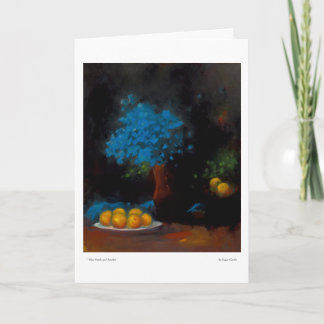 Carte Pétales bleues et pêches