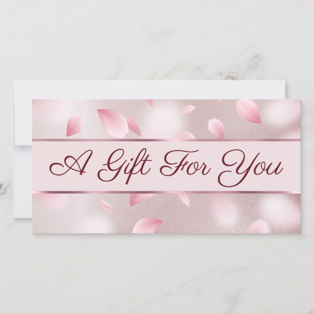 Carte Pétales Fleurs Faux Foil Certificat cadeau (Devant)