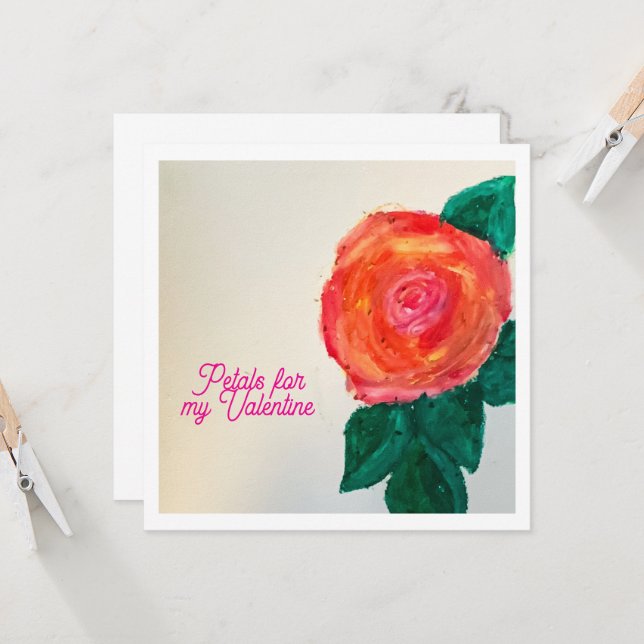 Carte Petals For My Valentine (Devant/Arrière en situation)