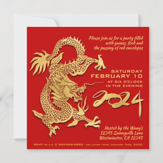 Carte Pétards chinois traditionnels Dragon Année SqC01 (Dos)