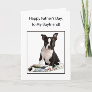 Carte Petit ami, Fête des pères heureuse, Boston Terrier