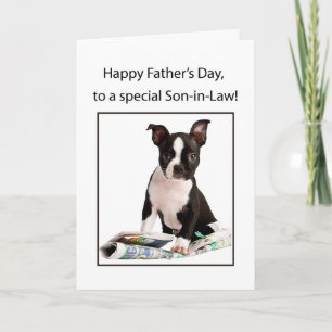 Carte Petit ami, Fête des pères heureuse, Boston Terrier