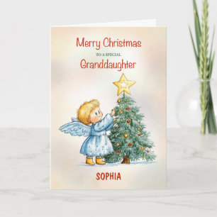 Carte Petit ange de Noël personnalisable pour petite-fil