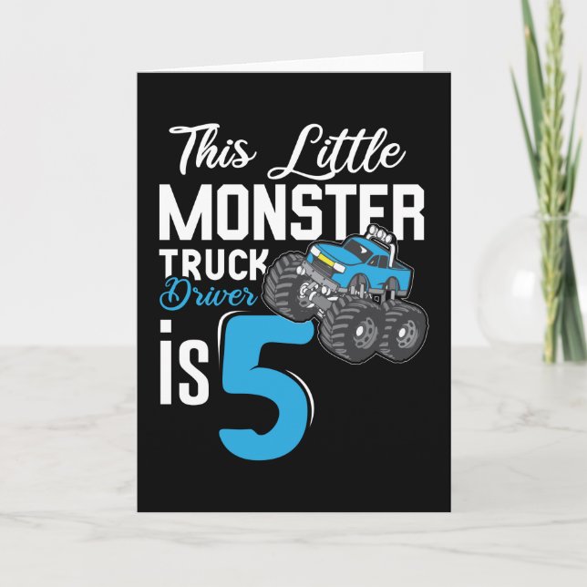 Carte Petit camionneur de monstre 5e anniversaire (Devant)
