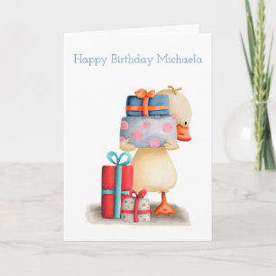 Carte Petit canard avec cadeaux Anniversaire personnalis