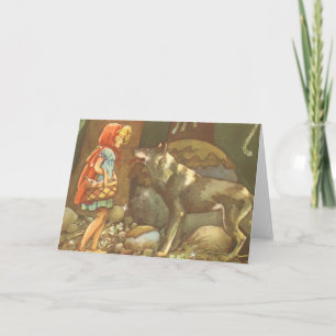 Carte Petit Chaperon Rouge, Conte Vintage Fée