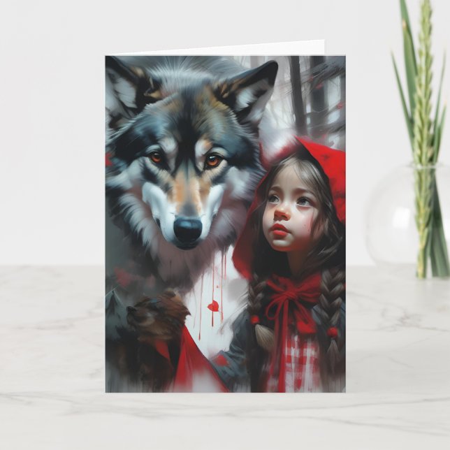 Carte Petit chaperon rouge et loup Toutes les occasions (Devant)