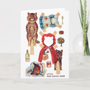 Carte Petit Chaperon Rouge, Poupée En Papier, Louis Wain