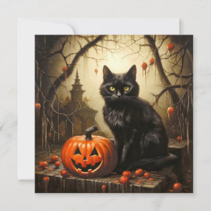 Carte Petit chat noir éffrayant