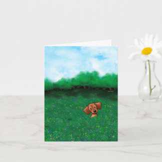 Carte Petit chien teckel rouge