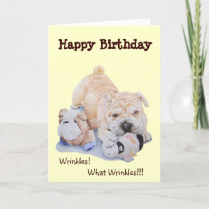 Carte Petit chiot shar pei chien et teddy drôle annivers
