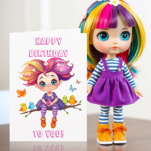 Carte Petit Elfe Whimsical avec papillons et oiseaux