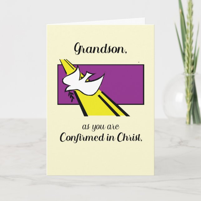 Carte Petit-fils confirmé dans Christ Dove sur violet (Devant)