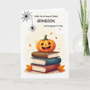 Carte Petit-fils en route à l'école Funny Halloween Spid