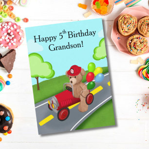 Carte Petit-fils Joyeux 5ème Anniversaire Ours en Peluch