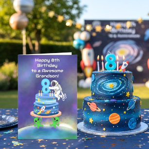 Carte Petit-fils Joyeux 8e Anniversaire Astronaute avec 