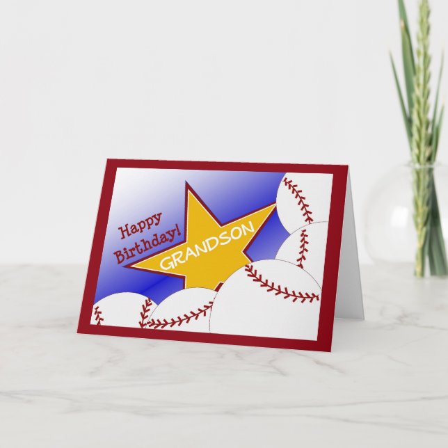 Carte Petit-fils - Joyeux Anniversaire de baseball Amour (Devant)