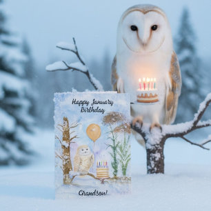 Carte Petit-fils Joyeux Anniversaire de Janvier Gâteau d